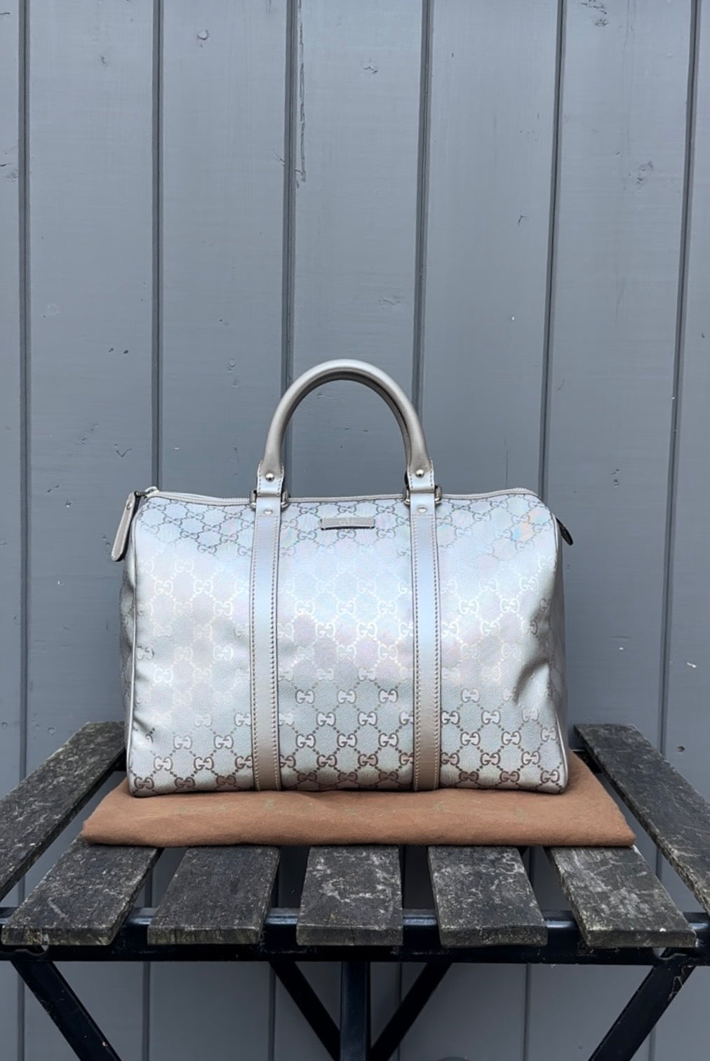 GUCCI GG Silver Medium Joy Boston Bag