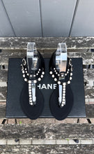 Load image into Gallery viewer, CHANEL Pearl Embellished Lambskin Thong Sandals
