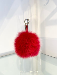 FENDI Fox Fur Pom Pom Purse Charm Keychain