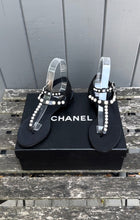 Load image into Gallery viewer, CHANEL Pearl Embellished Lambskin Thong Sandals
