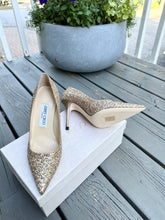 Load image into Gallery viewer, JIMMY CHOO London Romy Gold Glitter High Heel Pumps
