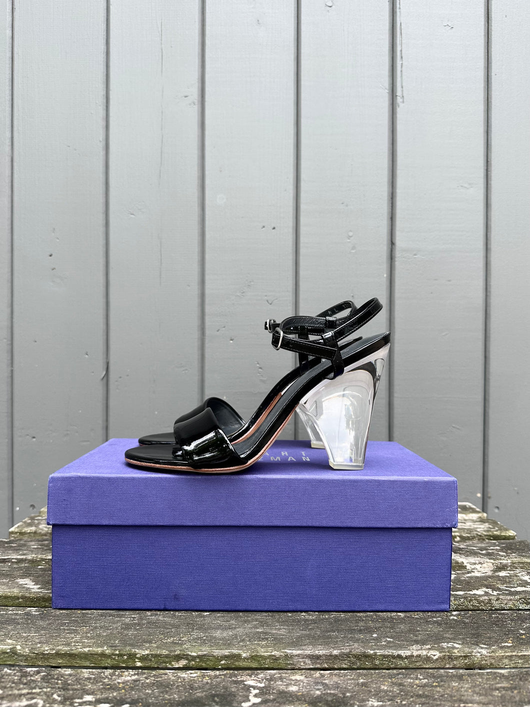 STUART WEITZMAN Patent Leather High-Heel Sandals