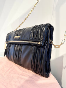 MIU MIU Matelasse Leather Flap Chain Strap Shoulder Crossbody Bag