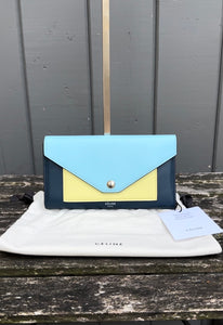 CELINE Calfskin Pocket Trifold Envelope Flap Wallet