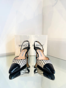 MANOLO BLAHNIK Patent Leather Slides