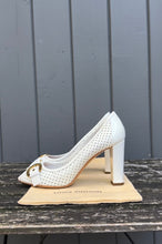 Load image into Gallery viewer, LOUIS VUITTON Perforated Leather Buckle Peep-Toe High Heel Pumps
