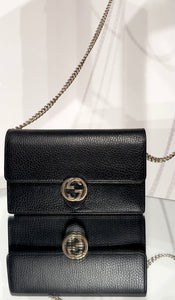 GUCCI Interlocking G Dollar Leather Wallet On Chain