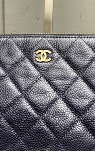 CHANEL Classic Large Caviar Leather Pouch Clutch