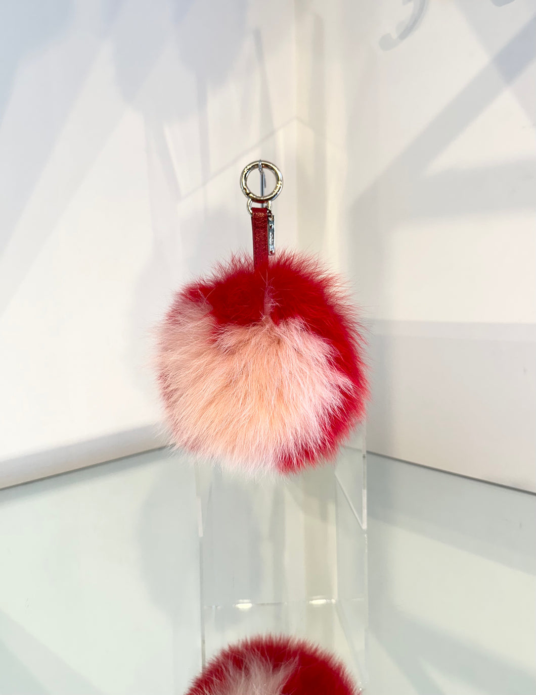 FENDI Fox Fur Pom Pom Purse Charm Keychain