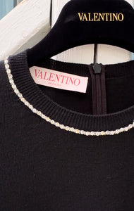 VALENTINO Crystal Embellished Virgin Wool Top