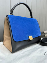 Load image into Gallery viewer, CELINE Medium Trapeze Tri Colour Leather Suede Handle Shoulder Bag
