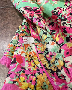 KENZO Multi Colour Floral Print Silk Scarf