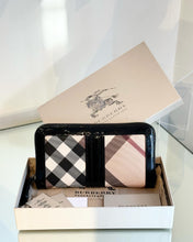 Load image into Gallery viewer, BURBERRY Patent Leather Nova Check Large Zip Around Wallet
