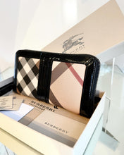 Load image into Gallery viewer, BURBERRY Patent Leather Nova Check Large Zip Around Wallet
