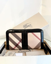 Load image into Gallery viewer, BURBERRY Patent Leather Nova Check Large Zip Around Wallet
