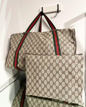 Load image into Gallery viewer, GUCCI Monogram Coated Canvas Web Weekend Duffle Bag
