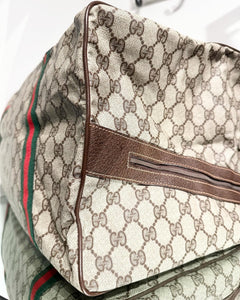 GUCCI Monogram Coated Canvas Web Weekend Duffle Bag