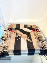 Load image into Gallery viewer, BURBERRY Prorsum Extra Long Half Mega Check Fringe Cashmere Scarf
