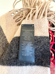 BURBERRY Prorsum Extra Long Half Mega Check Fringe Cashmere Scarf