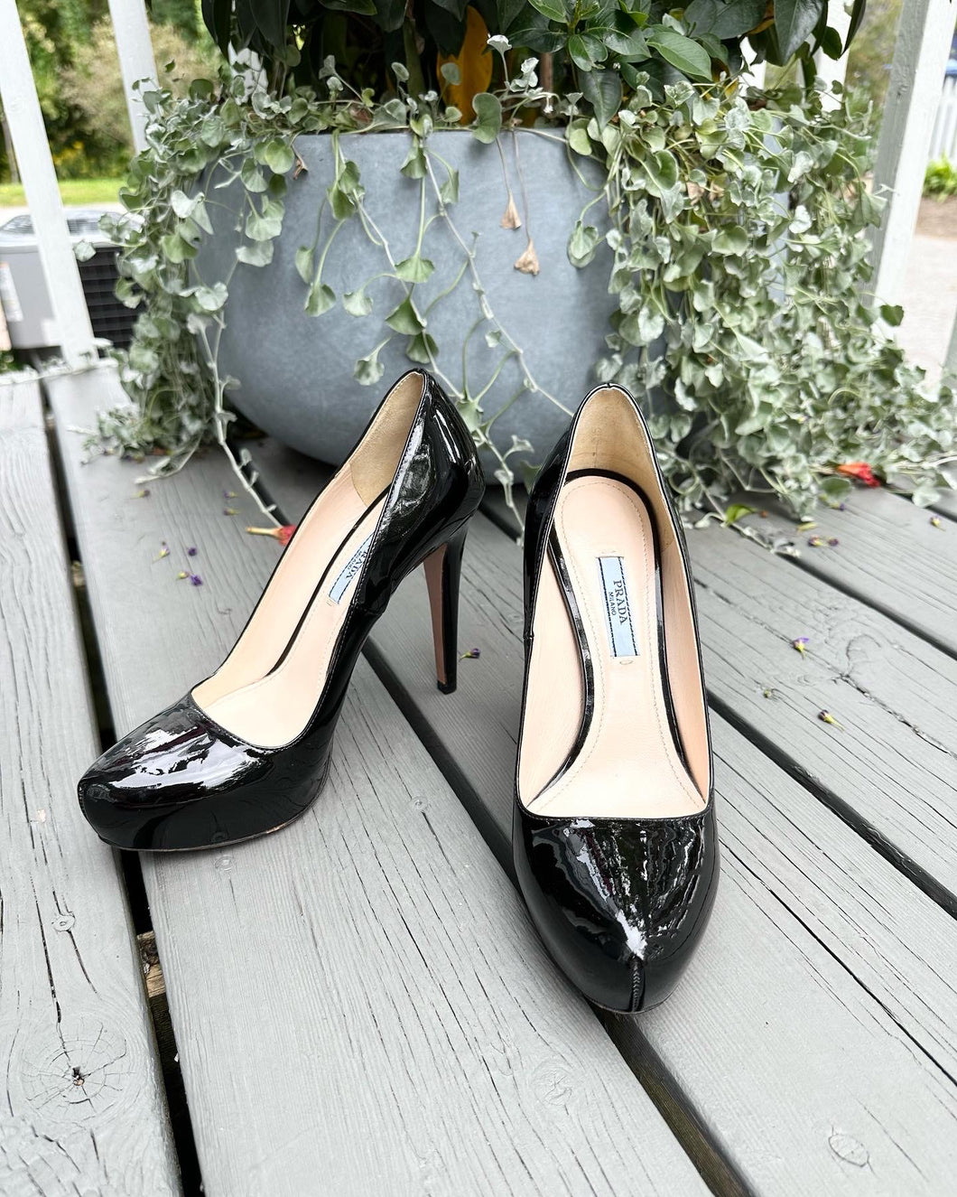 PRADA Patent Leather Platform High Heel Pumps