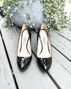 PRADA Patent Leather Platform High Heel Pumps