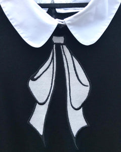 ALICE + OLIVIA Ribbon Bow Embellished Wool Detachable Collar Sweater