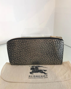 BURBERRY Pebbled Leather Zip Around Wallet