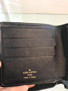 LOUIS VUITTON Sepia Navy Monogram Mini Lin Trifold Wallet