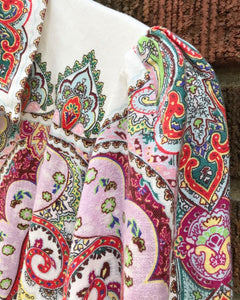 ZIMMERMANN Multi Colour Paisley Print White Linen Belted Shirt Dress