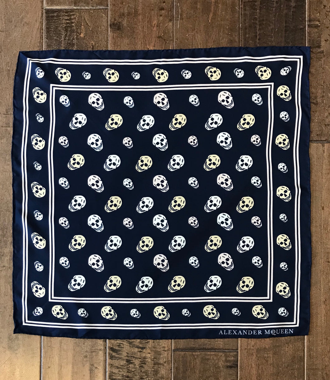 ALEXANDER MCQUEEN Navy Skull Square Scarf