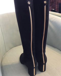 LOUIS VUITTON Masterclass Black Suede Knee-High Boots