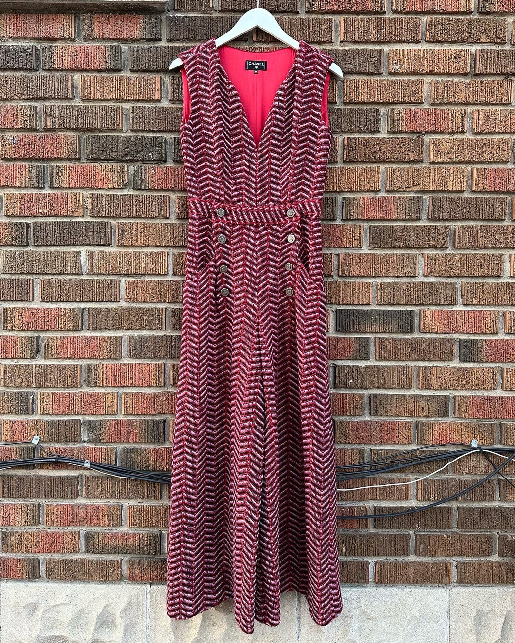 CHANEL Tweed V-Neck Jumpsuit