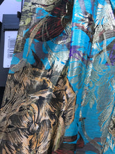 Load image into Gallery viewer, YVES SAINT LAURENT Paris Gold Turquoise Print Silk Blend Romper
