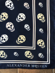 ALEXANDER MCQUEEN Navy Skull Square Scarf