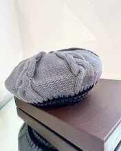 Load image into Gallery viewer, LOUIS VUITTON Logo Colombia Cable Knit Wool Beret
