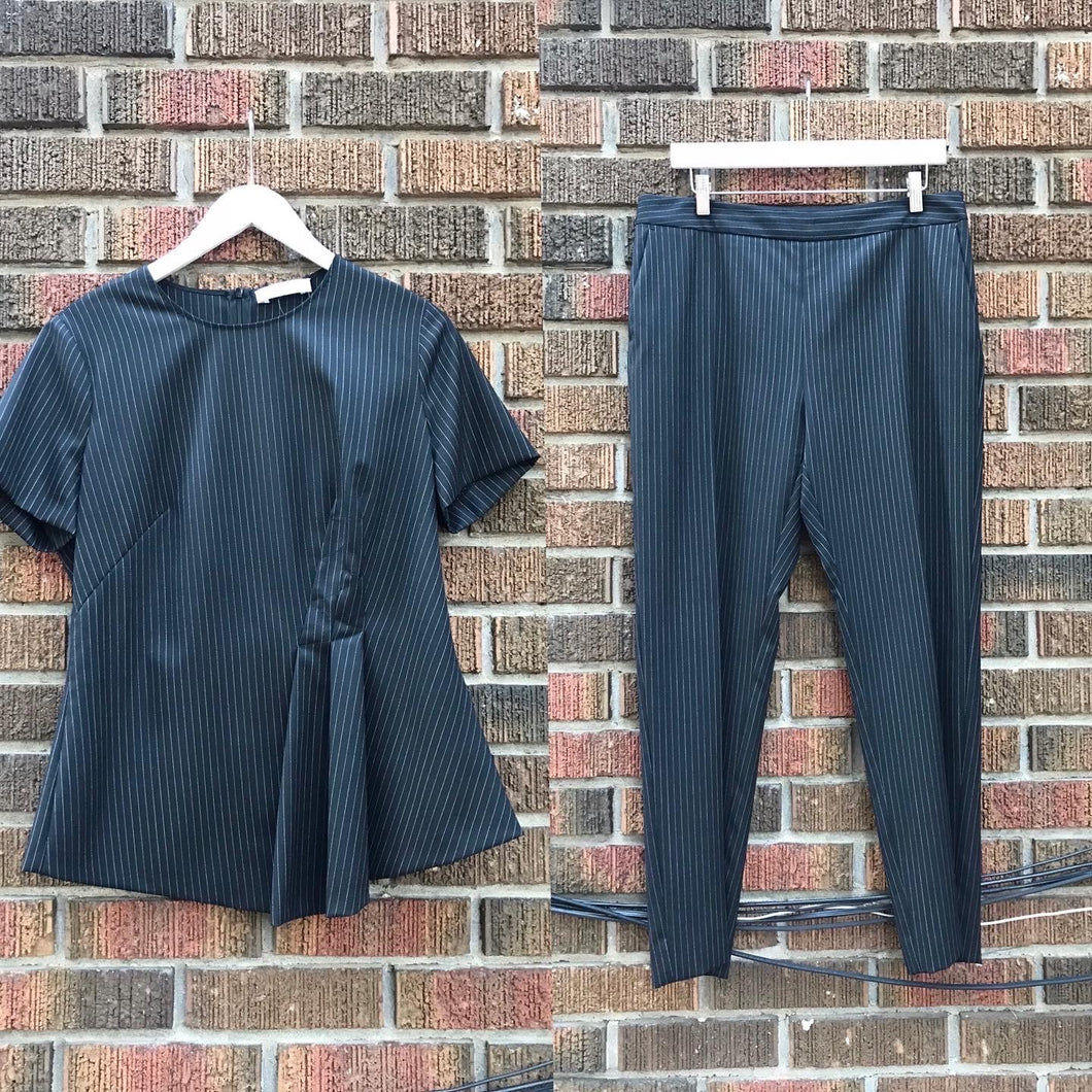 MAX MARA Pinstripe Virgin Wool Top & Pant Set