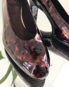 STUART WEITZMAN Patent Leather Mid Heel Pumps