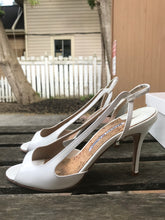 Load image into Gallery viewer, MANOLO BLAHNIK White Patent Leather High Heel Sandals
