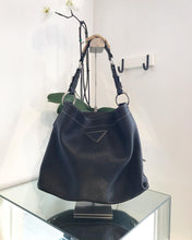 Load image into Gallery viewer, PRADA Black Leather Slouchy Shoulder Bag
