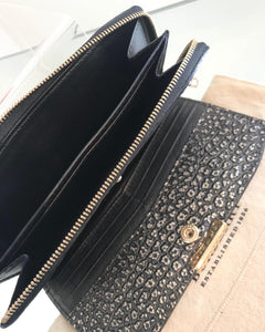 BURBERRY Pebbled Leather Zip Around Wallet