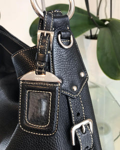 PRADA Black Leather Slouchy Shoulder Bag