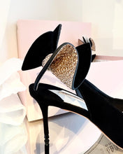 Load image into Gallery viewer, SOPHIA WEBSTER Edie Bow Embellished Suede Slingback Heels
