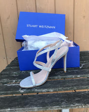 Load image into Gallery viewer, STUART WEITZMAN Silver Metallic High Heel Sandals
