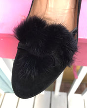 Load image into Gallery viewer, ANTEPRIMA Suede Fur Embellished Kitten Heel Pumps
